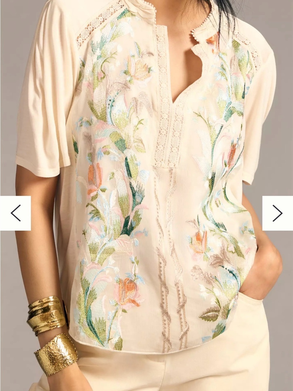 Tiny Eliana Embroidered Floral Top Size Small